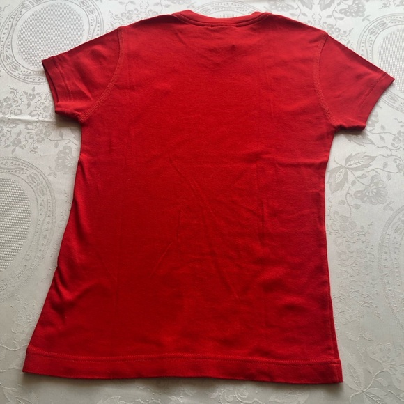 Lacoste Girls Size 38 (6) (XS-S) Red V-Neck T-Shirt Short Sleeves Logo Casual - Picture 12 of 15
